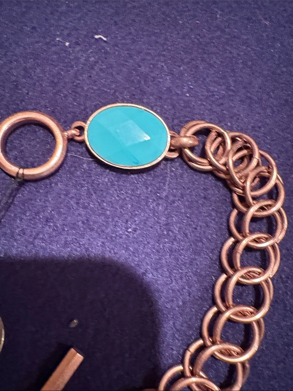 Ellen Tracy Copper Chain Bracelet with Turquoise Stone -